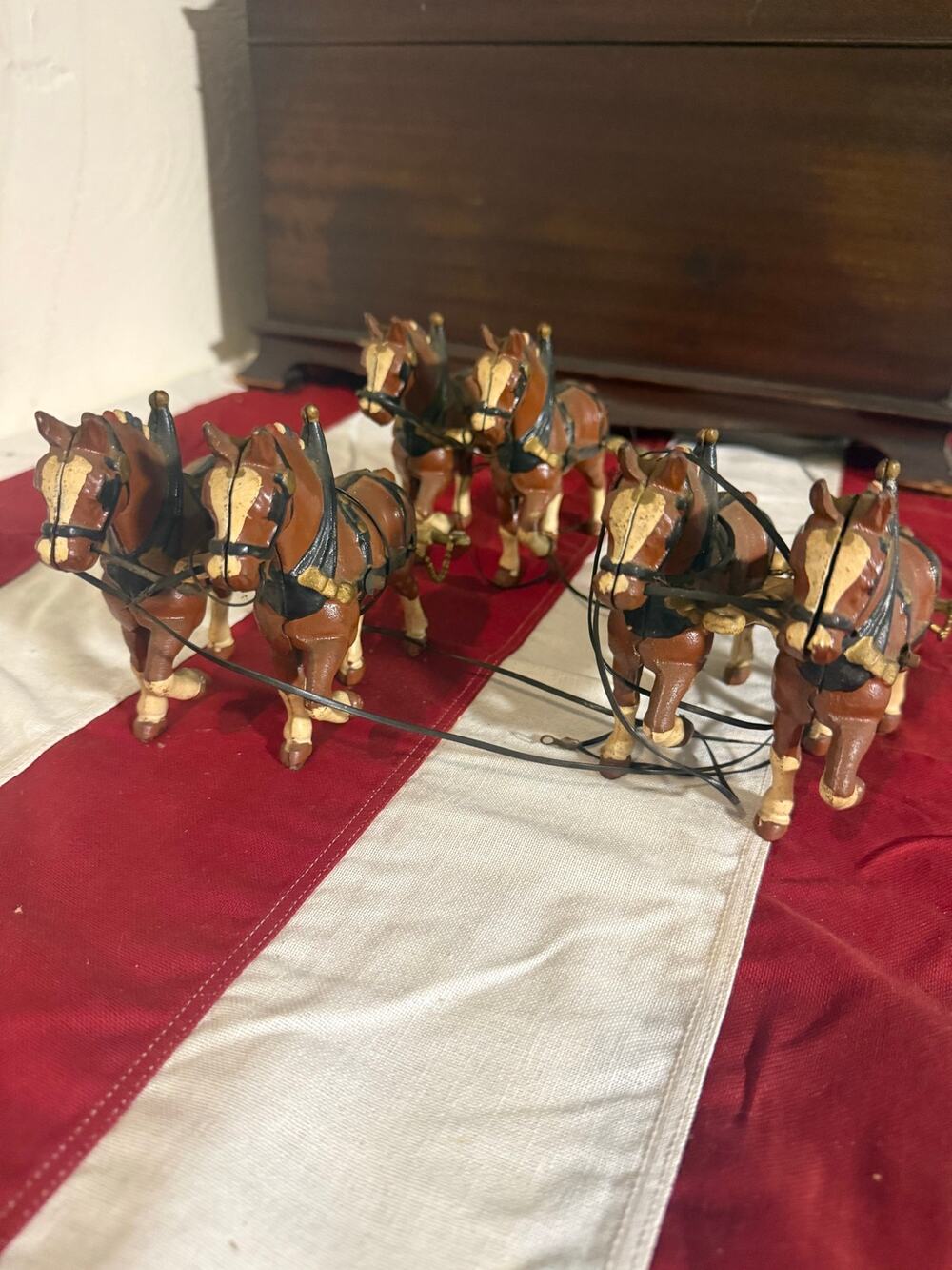 Vintage Cast Iron 6 Clydesdale Horses